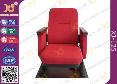 China Contoured Seat Cushion Auditorium Chairs Strong Metal Base With Wood Armrest supplier